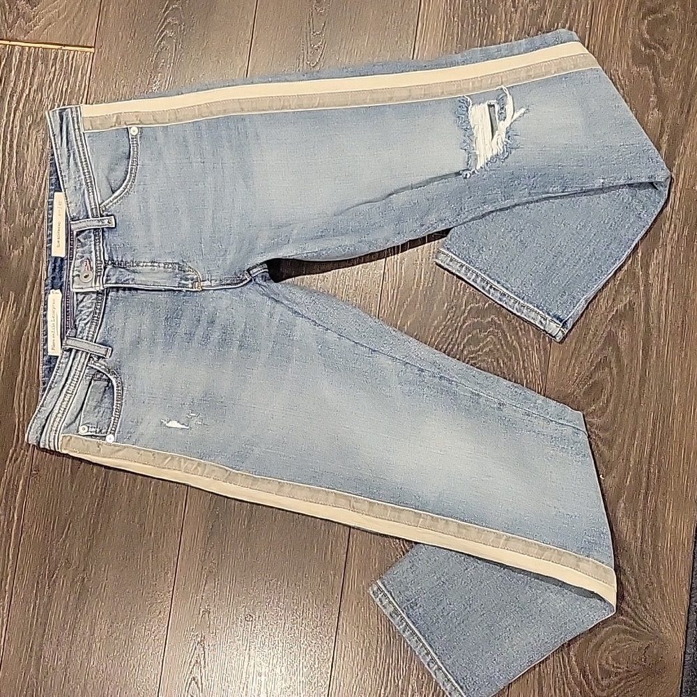 EUC Anthropologie  PILCRO/LETTERPRESS VELVET TUXEDO STRIPE slim boyfriend JEAN 4